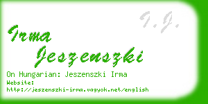 irma jeszenszki business card